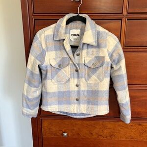 RSQ Cream and Blue Checkered Jacket